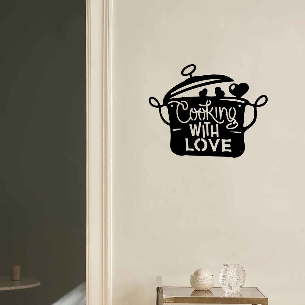 Home Cooking Utensils - Black Metal Kitchen Pot Sign Cooking