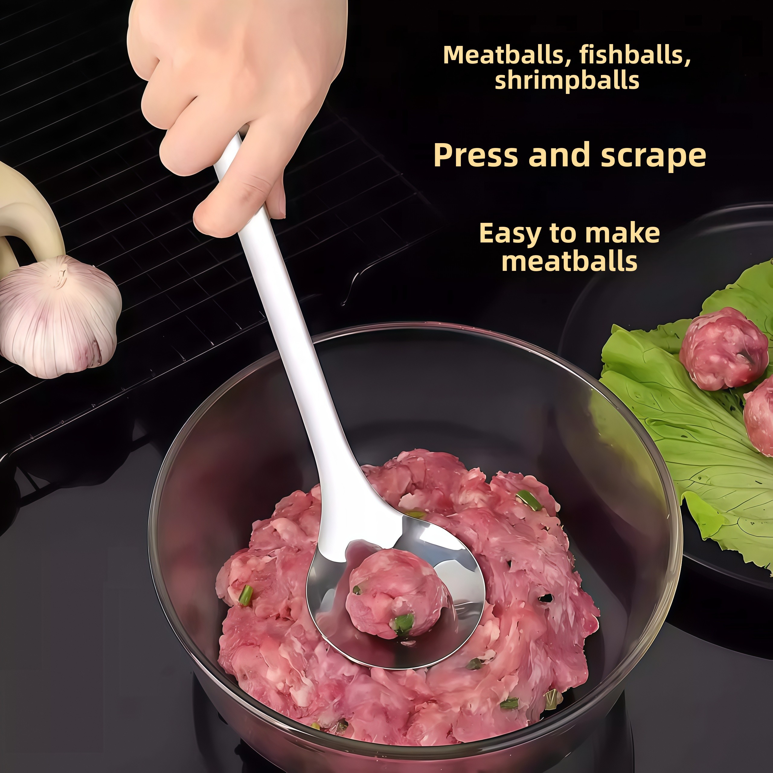 Home Cooking Utensils - Stainless Steel Meatball Spoon Maker Fish