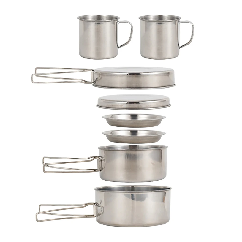 8pcs/Set Camping Cookware Mess - đánh giá và giá Paella Pan Steel