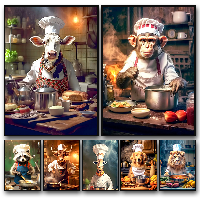 Modern Animal Chef Poster Monk - đánh giá và giá Home Cooking Oil